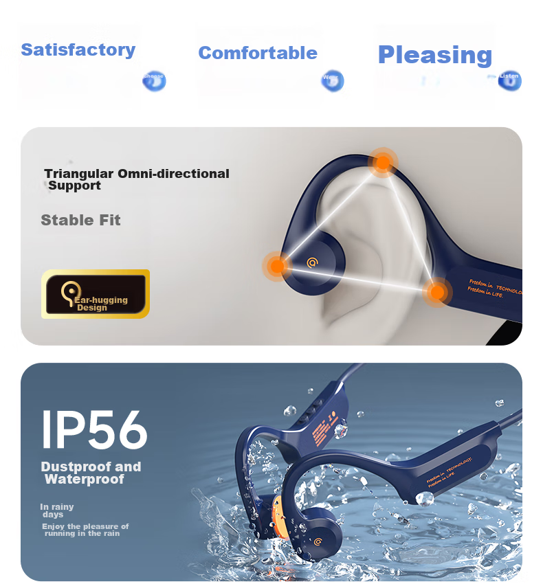 Aigo Bone Conduction Bluetooth Sports Headphones for Children, IP56 Dust And Water Resistant, Open-Style, Suitable for Cycling, Running, Ear-Hook Design, Long Battery Life, Compatible with Smartphones, G03 Beige 5