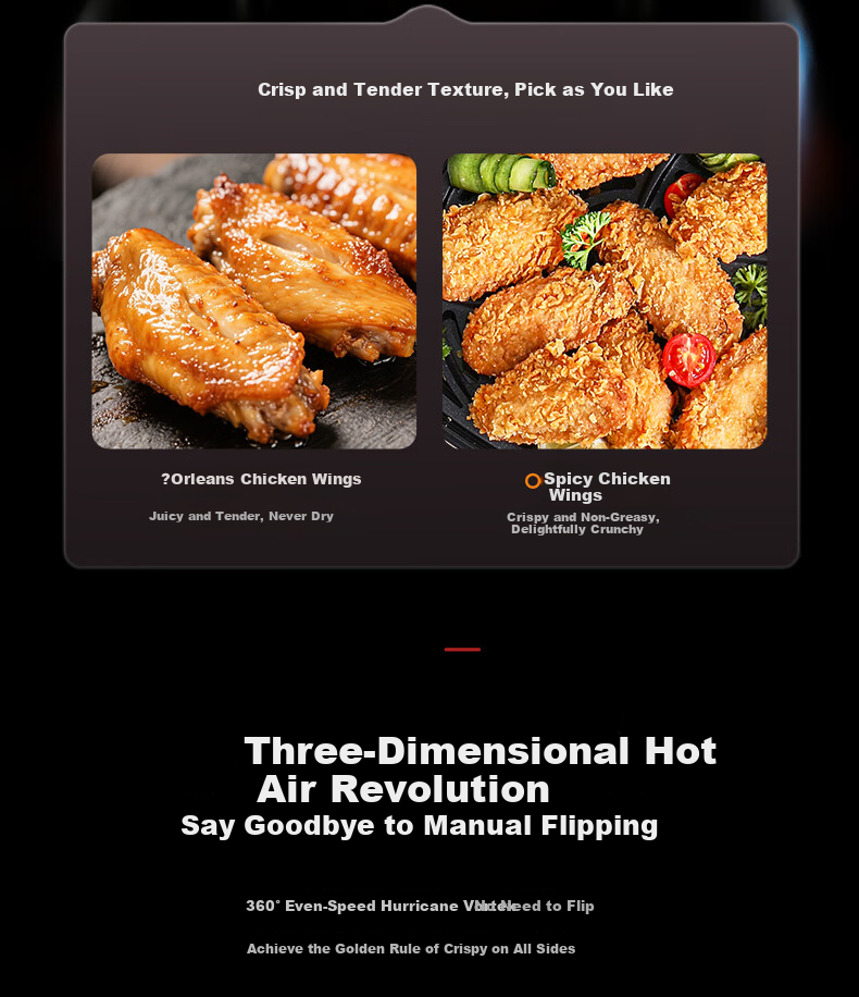 DU PONT Air Fryer 2026 New Model High Borosilicate Glass 0 Coating Visible Multifunctional Electric Fryer Non-stick Easy Clean Electric Oven Fryer and Roaster 4.5L No Flip 6