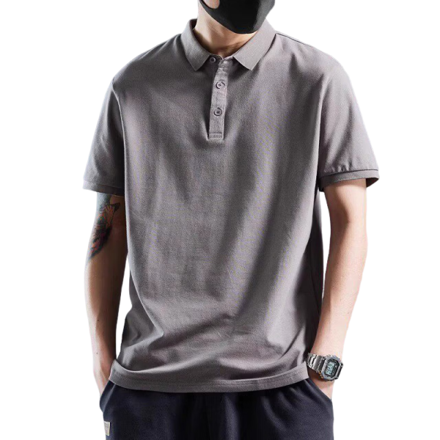 Jeanswest Men's Short Sleeve Polo Shirt 2026 Summer New Pure Cotton Loose Casual T-Shirt Base Shirt Dark Gray 2XL
