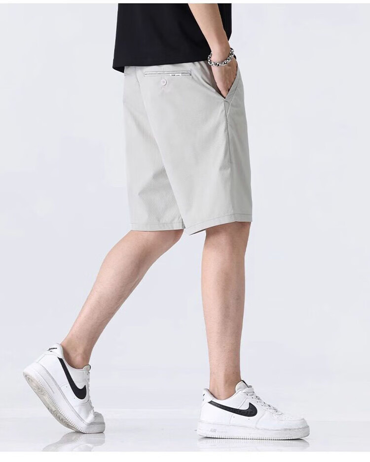 ROMON Men's Summer Thin Business Casual Straight Five-Point Khaki Shorts M 10
