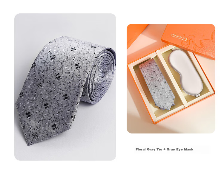 Hangsilk Silk Tie and Eye Mask Business Men's Set Gift Box for Dad and Husband Birthday Holiday Gift 18