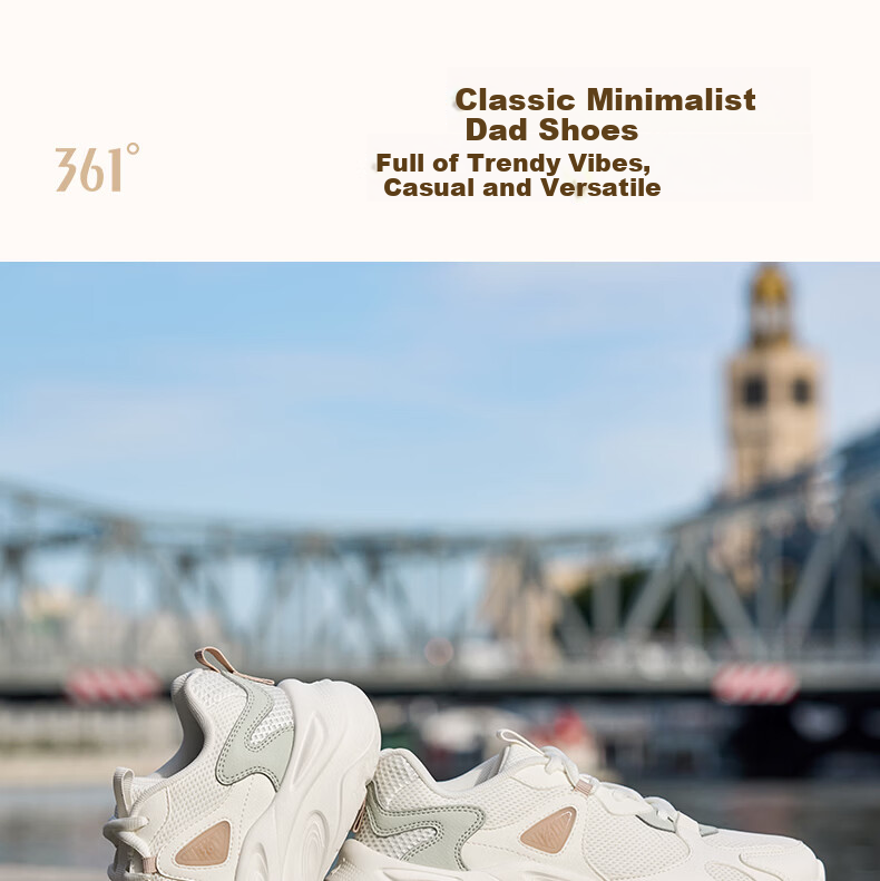 361° Women's Sports Shoes Spring Summer New Thick Sole Cushioning Commuter Retro Casual Dad Sneakers 682616762-1 7