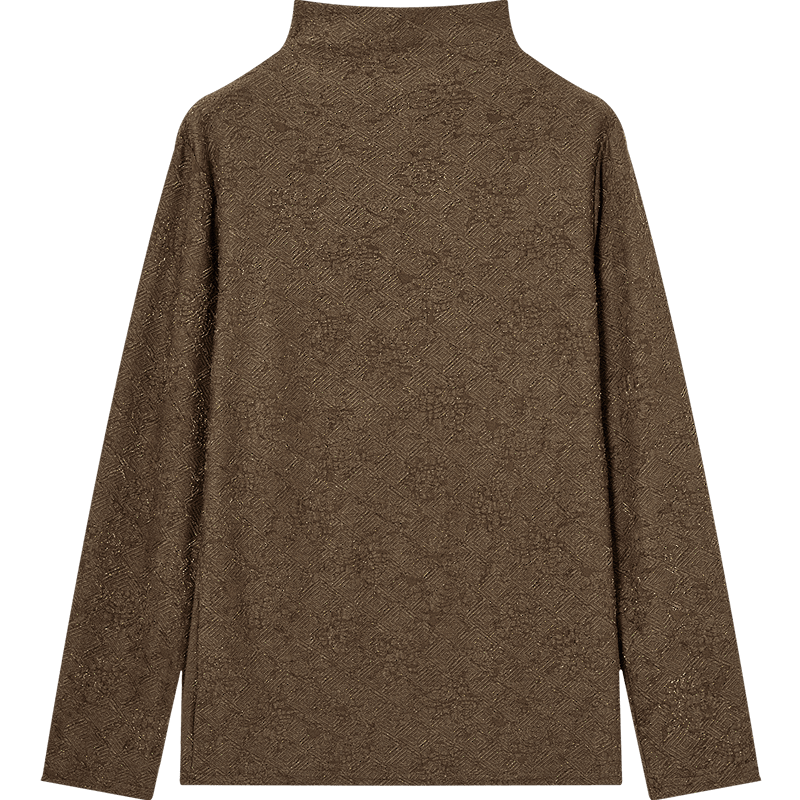 Demana【Instant Slimming】Spring Simple Style High Neck Jacquard Slim Fit Concealing T-Shirt for Women Premium Feel