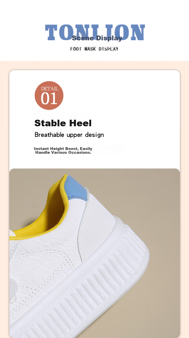 TonLion Women's Shoes Spring Summer Sneakers Thick Sole Platform Casual Sports Shoes Off-White Size 37 7