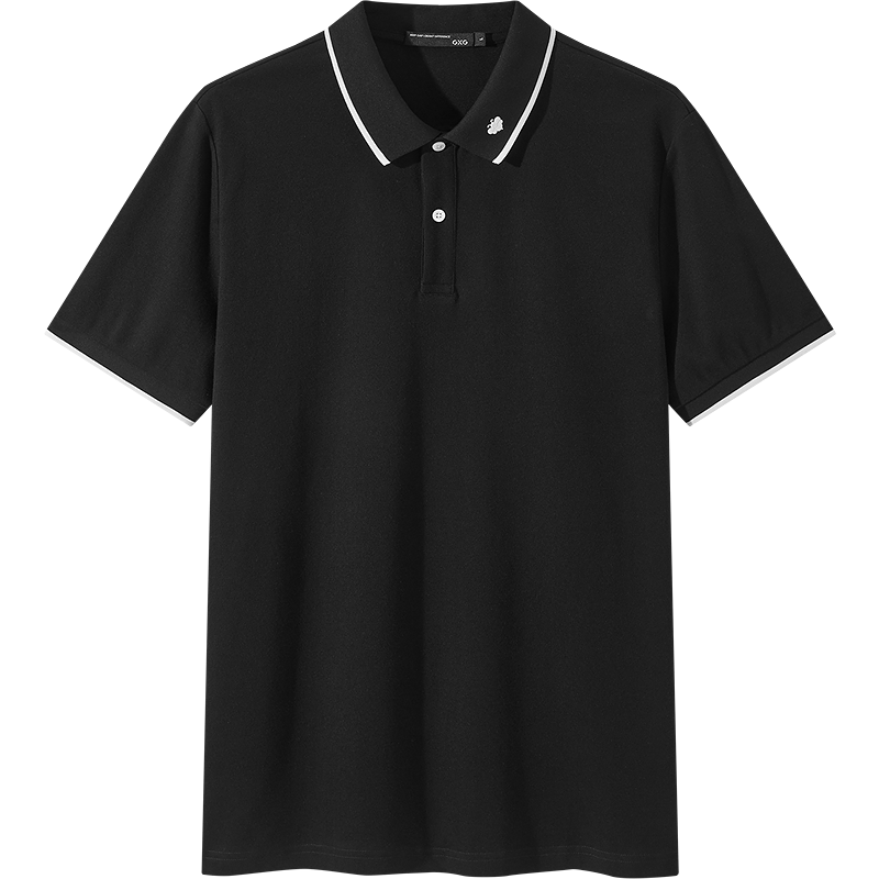 GXG Summer Men's Slim Fit Color-Block Collar Small Logo Lightweight Business Short Sleeve Polo Shirt