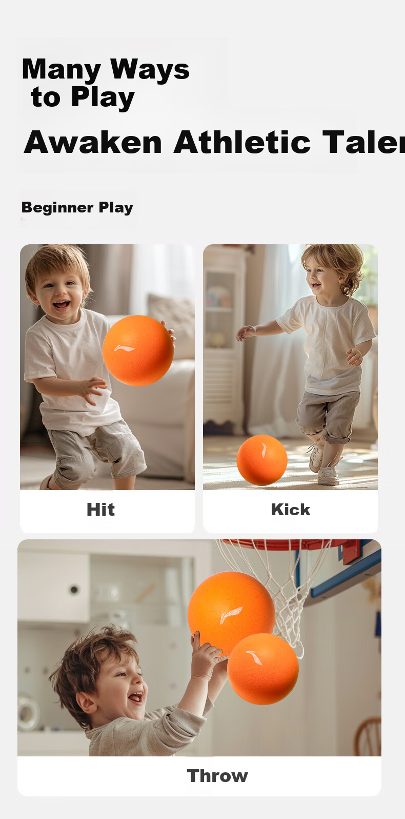 LI-NING Silent Basketball Kids No-Noise Non-Shedding Kindergarten Elastic Indoor Training Baby Pat Ball Youth Size 5 8
