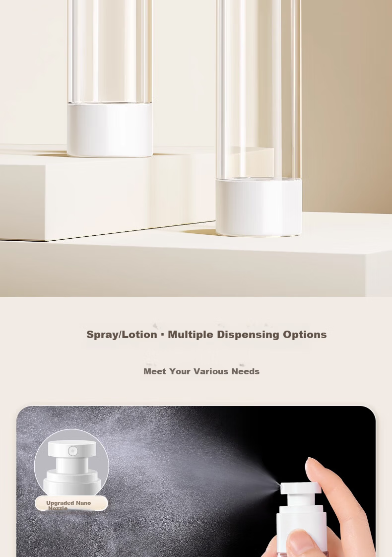 Qihaiqiu Vacuum Dispensing Bottle Press Lotion Bottle Spray Travel Portable Shower Shampoo Cosmetic Bottle 30ml*3 4