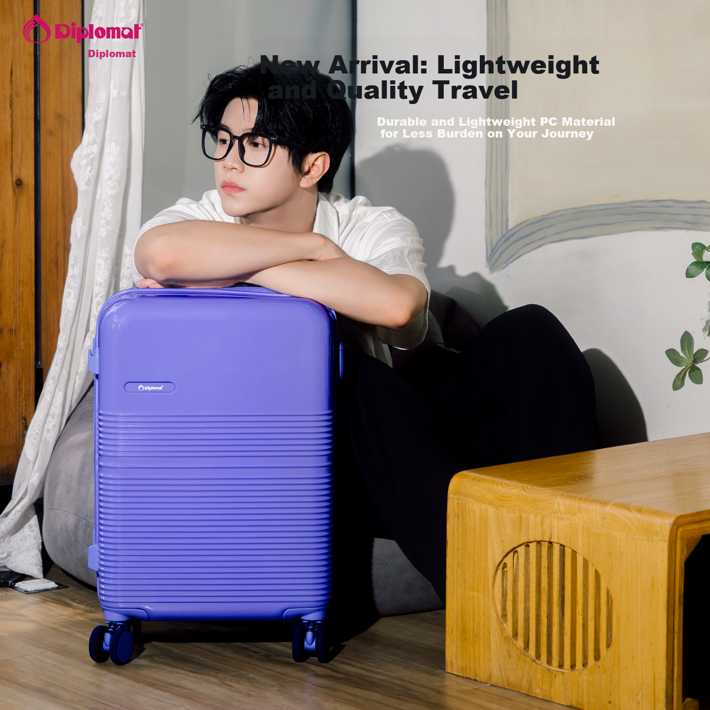 Diplomat Large Capacity Luggage Suitcase Thickened Password Lock TC-2621 Lilac Purple 28 Inch