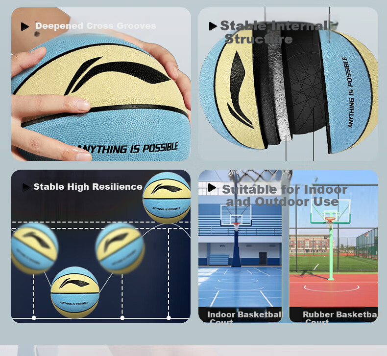 Li-Ning Kids Basketball Size 5 for Ages 6-12, Indoor and Outdoor Non-Slip Durable Training and Competition Ball 4