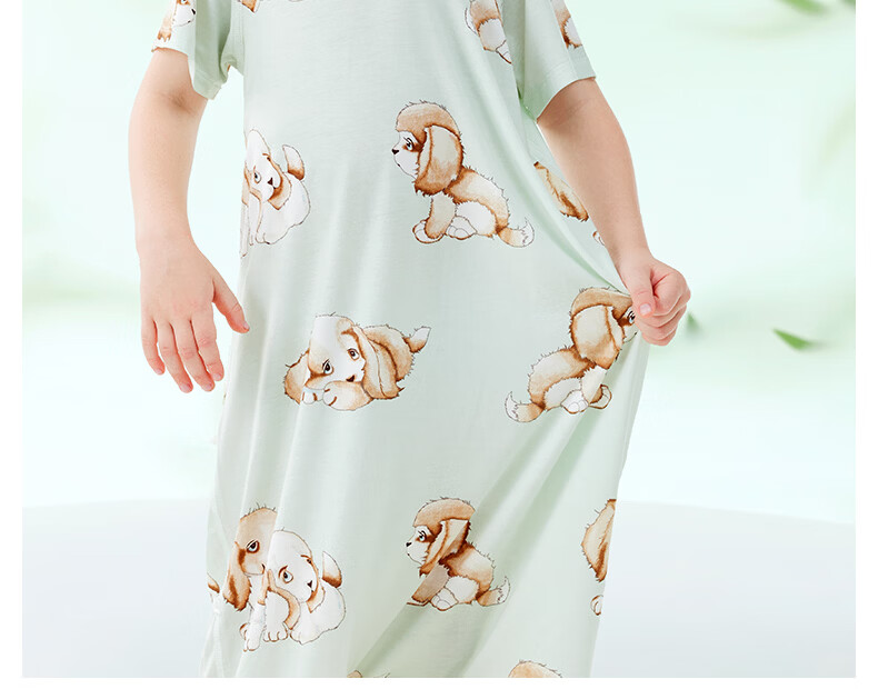 Betis Kids Summer 2026 Yokes Silk Sleepwear Boys Girls Short Sleeve Cool Nightgown 20