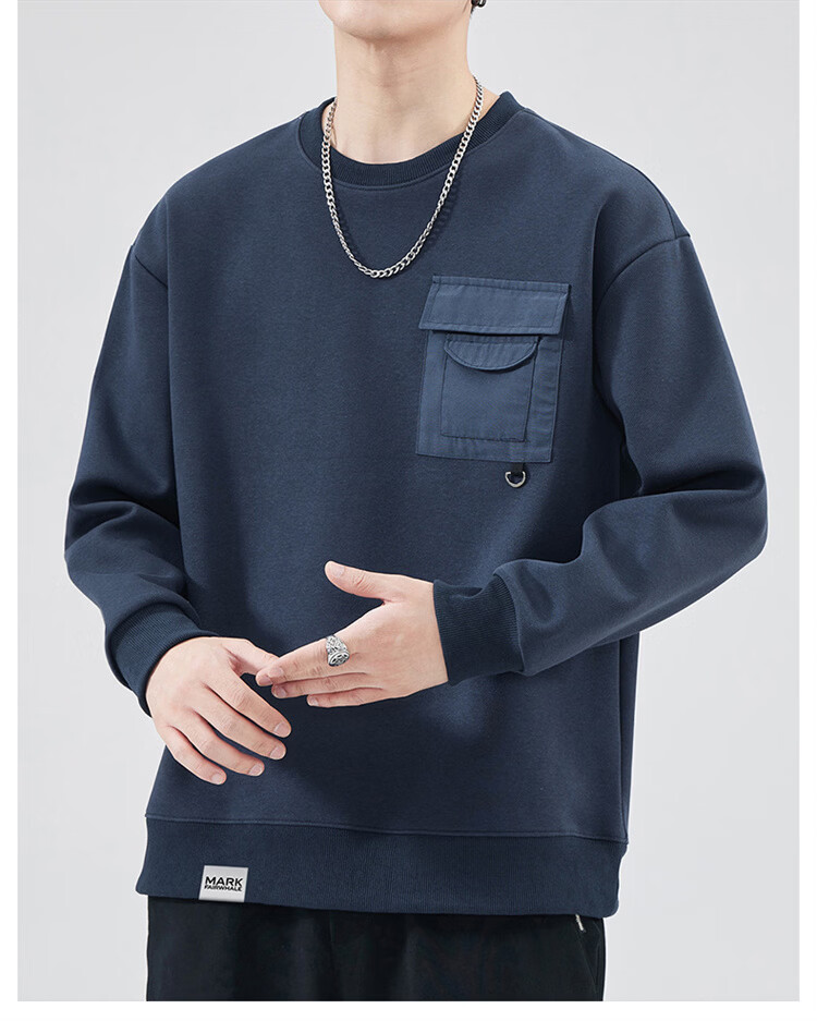 MARK FAIRWHALE Men's Sweatshirt Spring Autumn American Style Casual Long Sleeve T-Shirt Black L 1