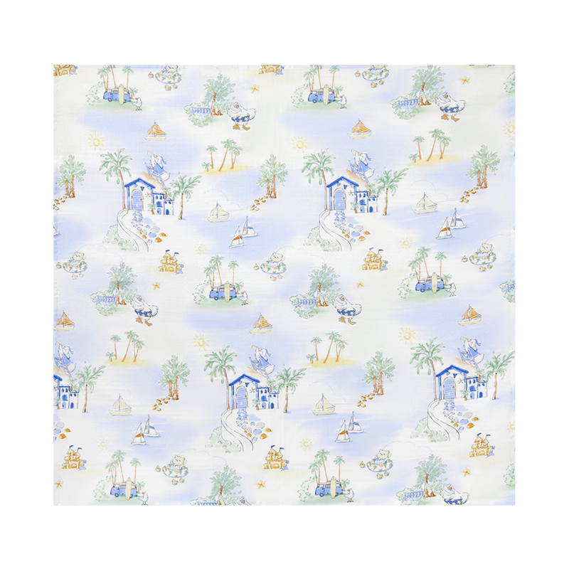 PurCotton Baby Swaddle, Antibacterial Mosquito-Proof Gauze Wrap, Pure Cotton Newborn Blanket Cover, Seaside Holiday, 90×90cm