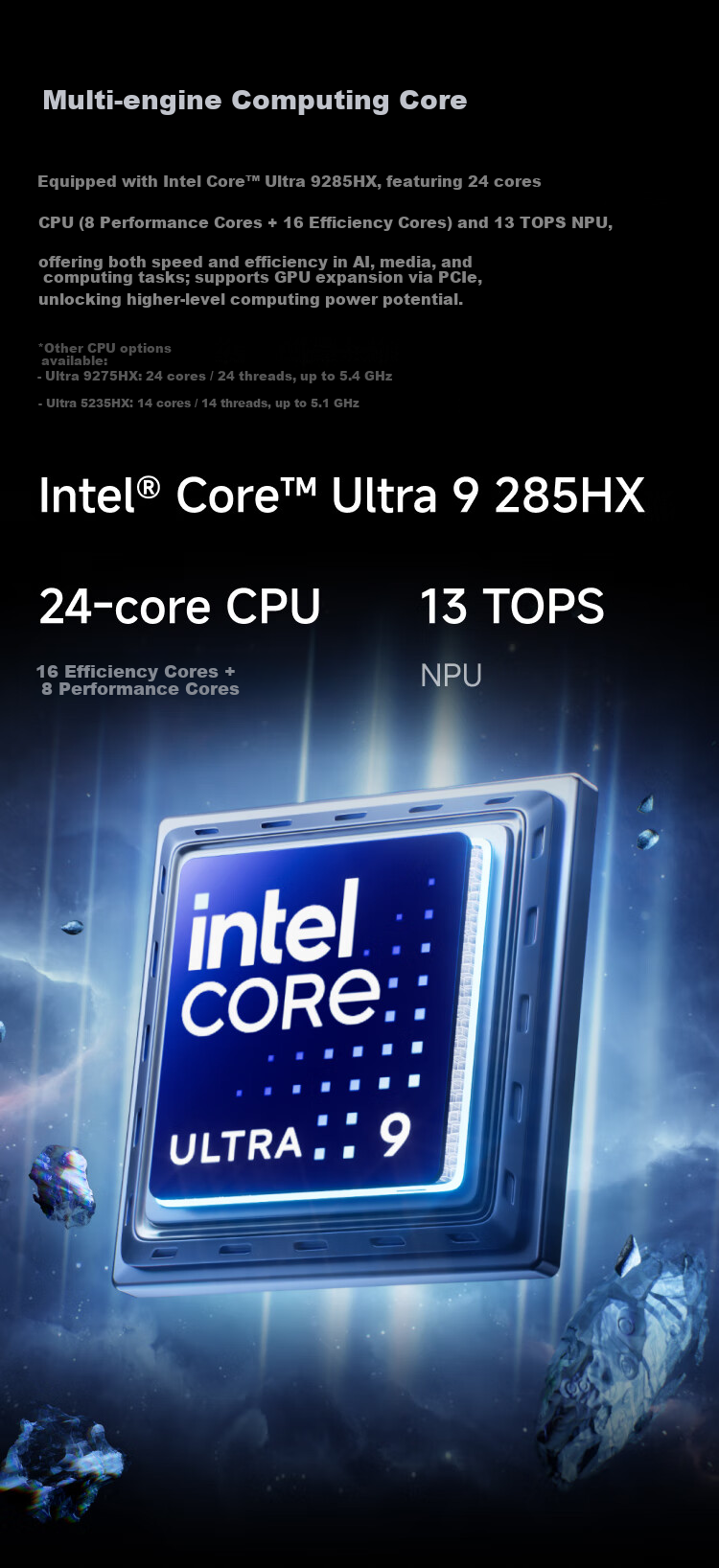 Mingfan MS-02U-285HX New Core Ultra 9-285HX Mini PC Gaming Office Design Mini Desktop AI High-Performance Mini Computer 4
