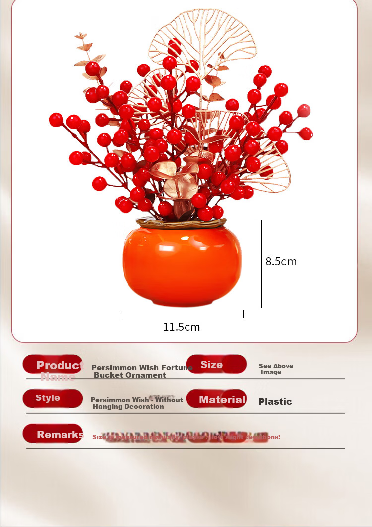 Abaoli Lantern Festival New Year Decoration Persimmon Ruyi Ornament 2026 Housewarming Fortune Bucket Living Room Moving Atmosphere Arrangement Prosperity Fruit 7