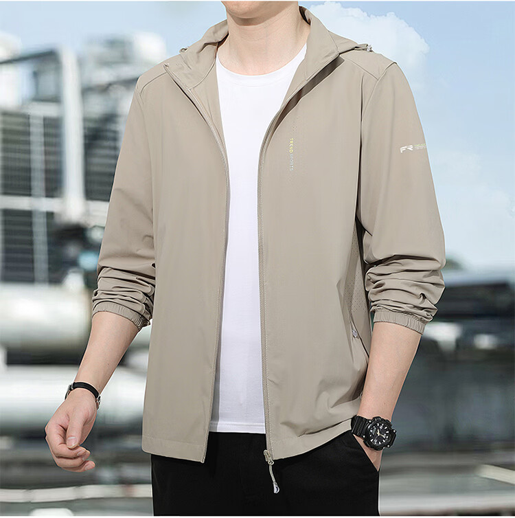 ROMON Men's Sunscreen Jacket Summer Ice Silk Quick-Dry Lightweight Breathable Casual Outdoor Fishing Coat Dark Gray M 8856 15