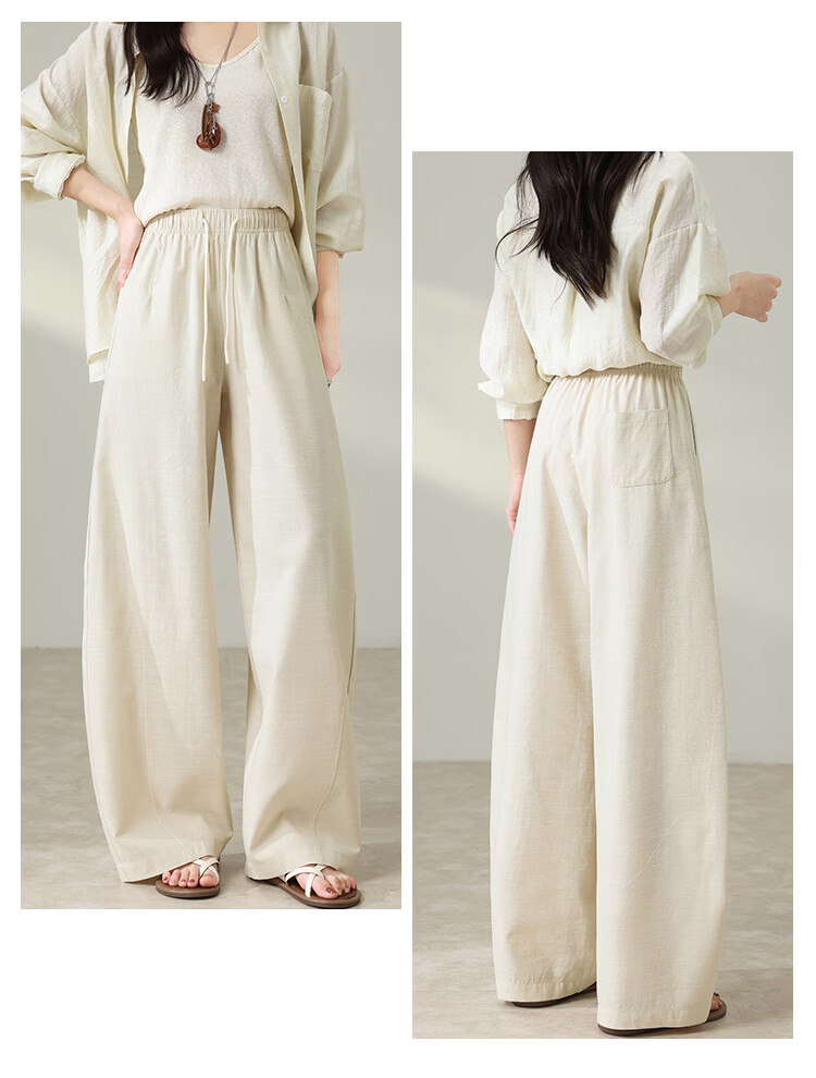 Free Style Wide-Leg Pants for Women Summer Thin High Waist Slim Loose Draped Straight-Leg Tencel Casual Curved Pants 2026 New Arrival 17