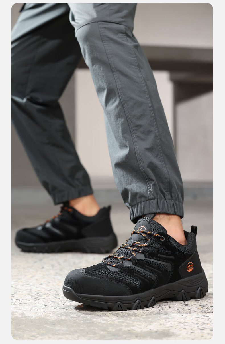 BlueOwl Shield Men's Summer Breathable Anti-Smash Steel Toe Anti-Puncture Slip-Resistant Soft Sole Safety Work Shoes D302BK 42 10