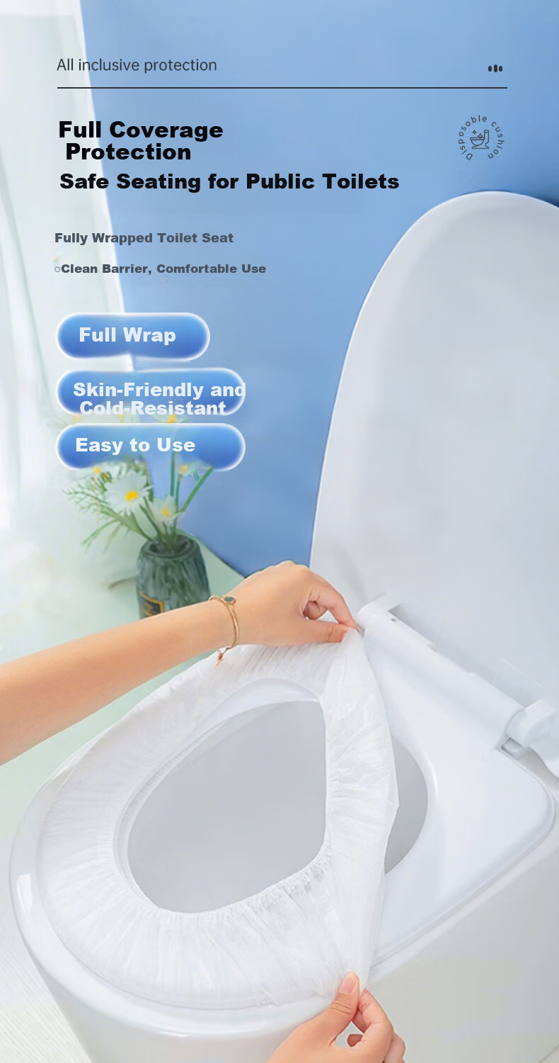 SOAO Disposable Toilet Seat Covers 50pcs Portable Travel Hotel Sanitary Maternity Pregnancy Toilet Seat Pads Individually Packaged 3