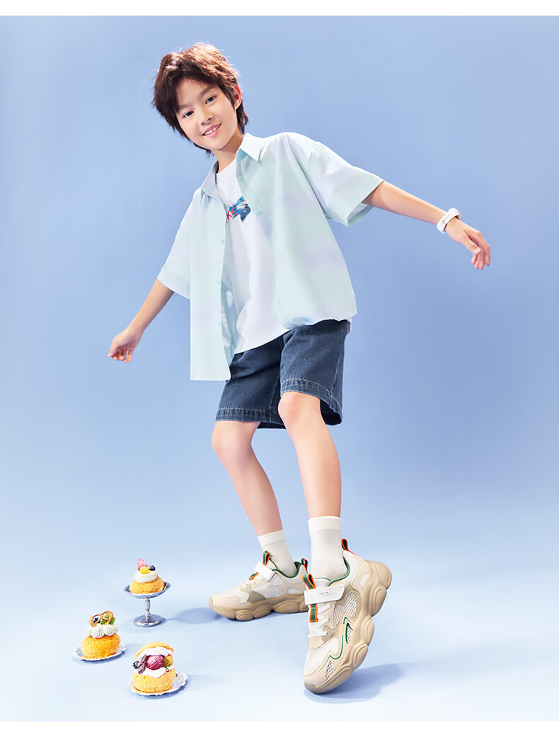 ERKE Kids Summer Casual Shoes Breathable Lightweight Sports Shoes Zero Gray/Whale Gray Size 34 34
