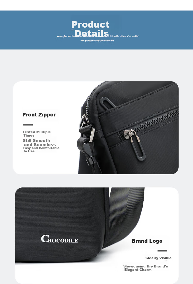CROCODILE Casual Men's Lightweight Fabric Shoulder Crossbody Bag Commuter Men's Bag Birthday Gift B3071 15