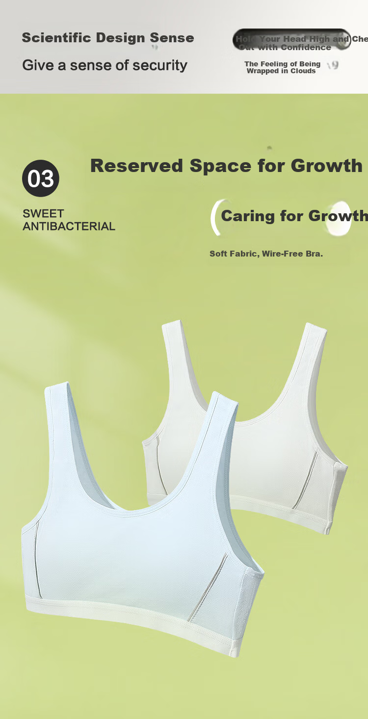 Hodohome Girls Bra Development Stage 2 Class A Mulberry Silk Mesh Breathable Student Underwear 2-Pack 052 A75 5