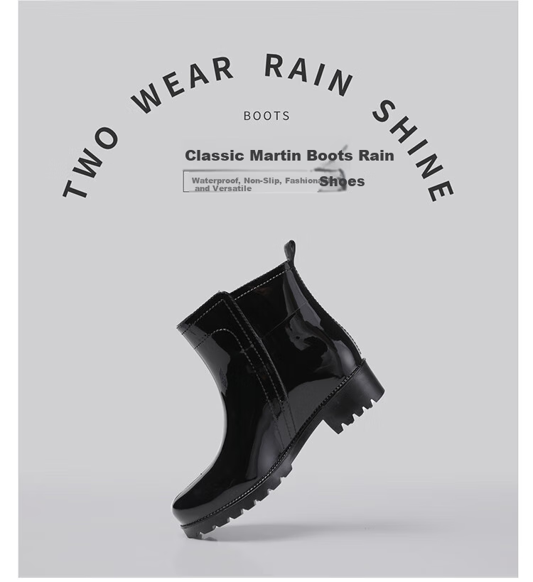 FOOTOPPO Women's Chelsea Rain Boots Fashion Short Waterproof Non-Slip Rubber Shoes Adult Short Water Shoes 16