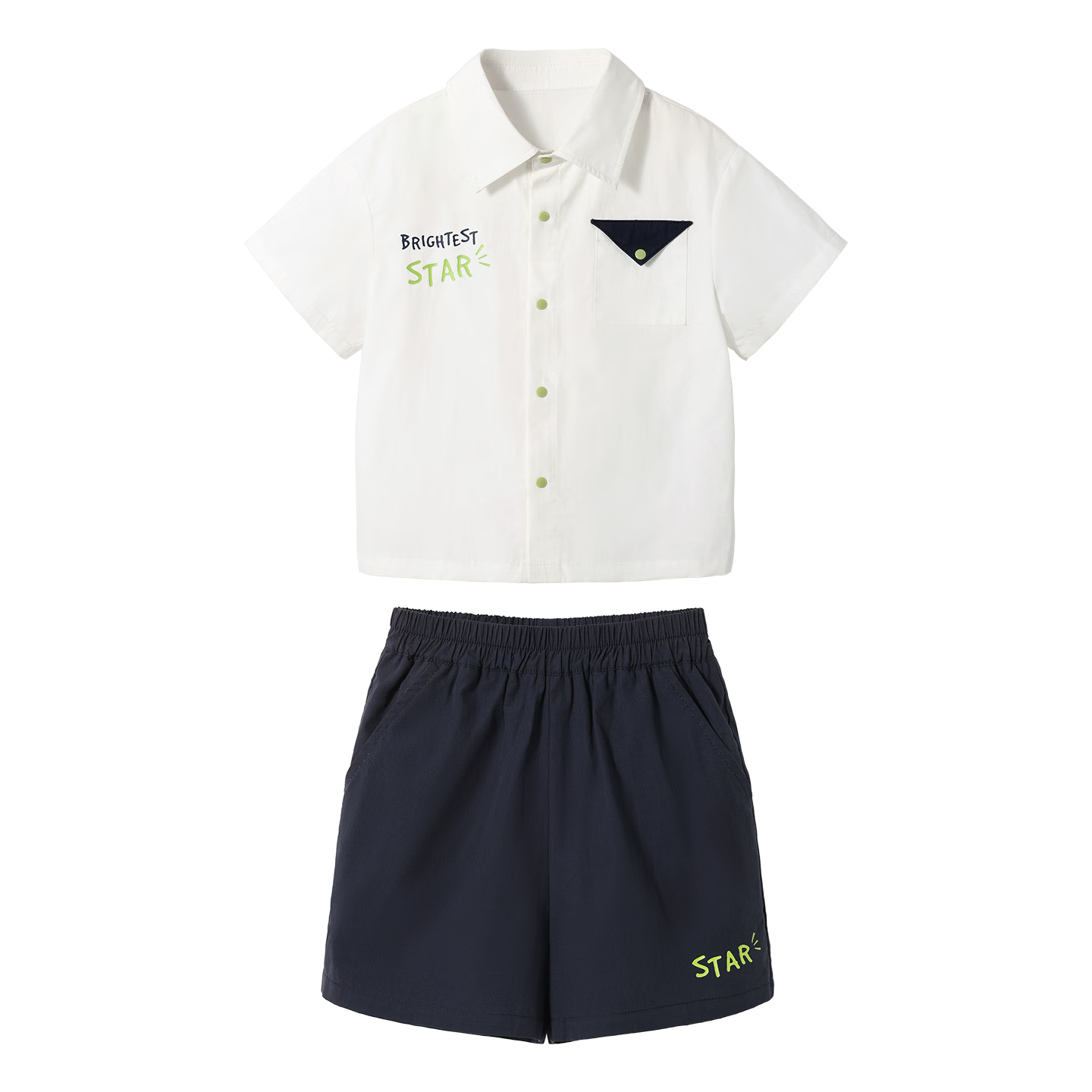 Beitais Kids Shirt Set Boys Summer Thin Two-Piece Casual School Uniform Short Sleeve Stylish College Summer Outfit