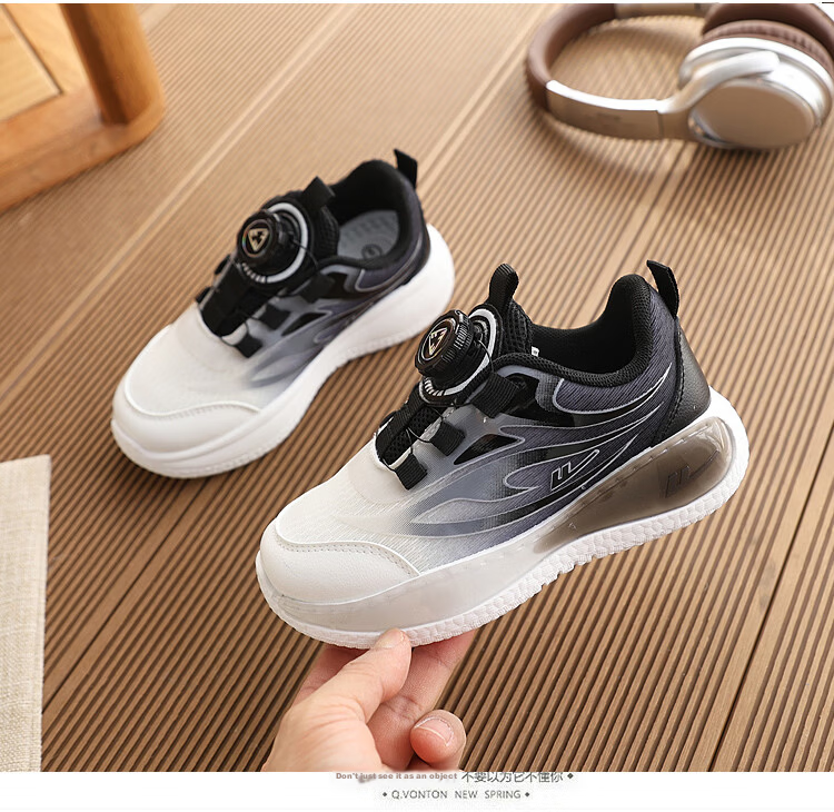 Warrior Kids Breathable Sports Shoes Boys Girls Running Shoes WZ(CL)-2018 Black Grey White Size 33 3