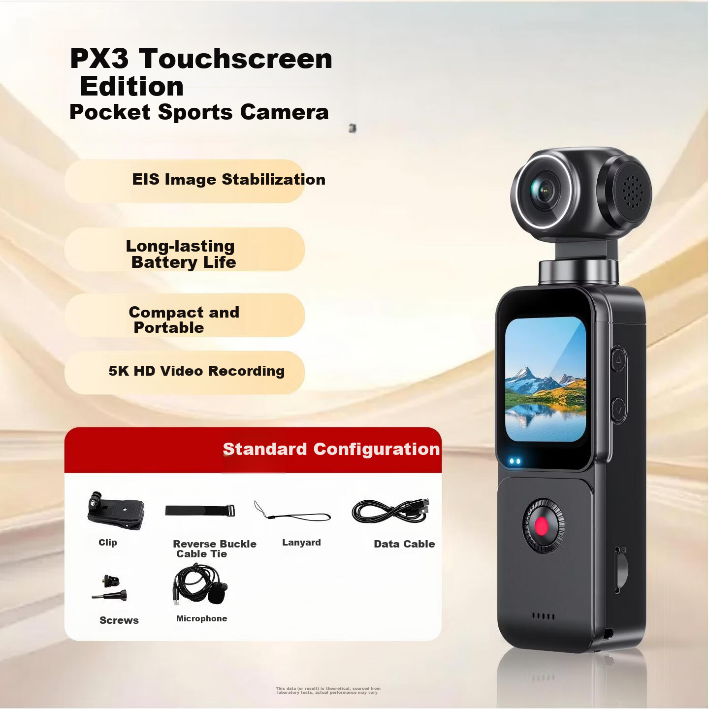 Heimaoriji OX3 Professional Action Camera with Image Stabilization, Touchscreen, for Cycling, Diving, Skiing, Hiking, High-Definition Selfie, Motorcycle And Bicycle Handheld Recording, Horizontal And Vertical Portable Vlog with Rotating Lens