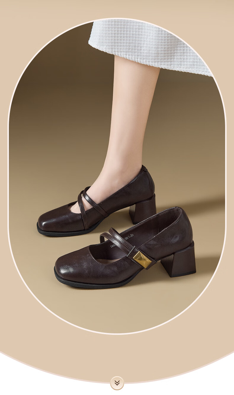 Dustodusto Mary Jane Shoes Women 2026 New Spring Thick Heel Low-Cut Single Shoes Commuting Versatile Elegant Retro High Heels 12