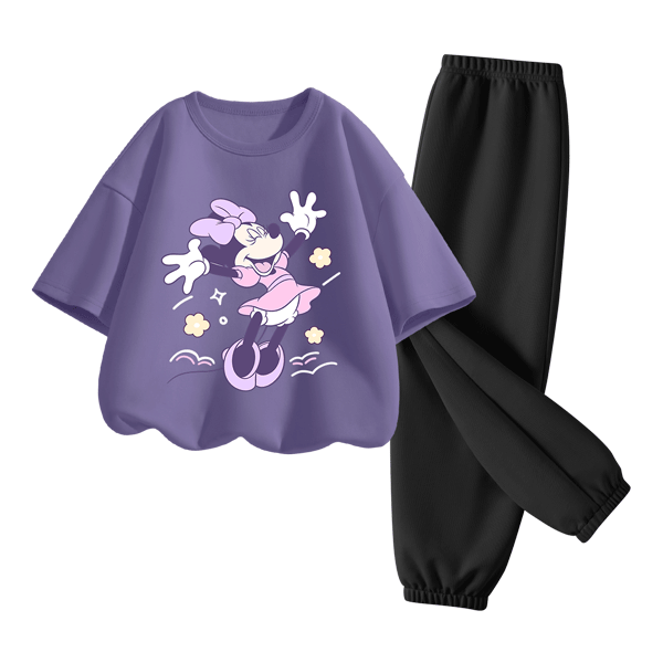 Disney Kids Sportswear 2026 Summer New Comfortable Cotton Girls Short Sleeve T-Shirt Loose Boys Summer Outfit