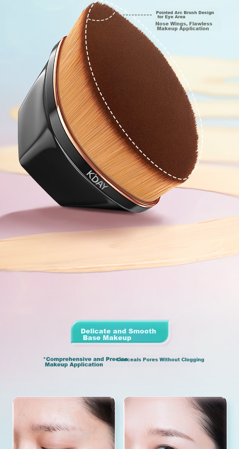 KDAY No.55 Streak-Free Foundation Brush Makeup Brush Powder-Resistant Flawless Flat Magic Brush Cherry Red 8