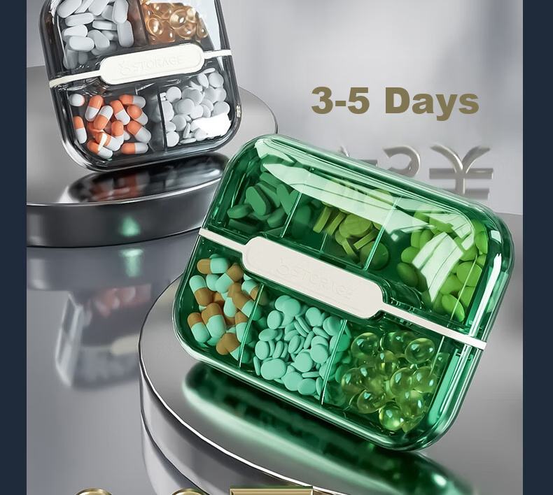 Baiyite Portable Personal Lightproof Weekly Pill Organizer Seven-Day Travel Storage Box Large Capacity Medicine Dispenser 17