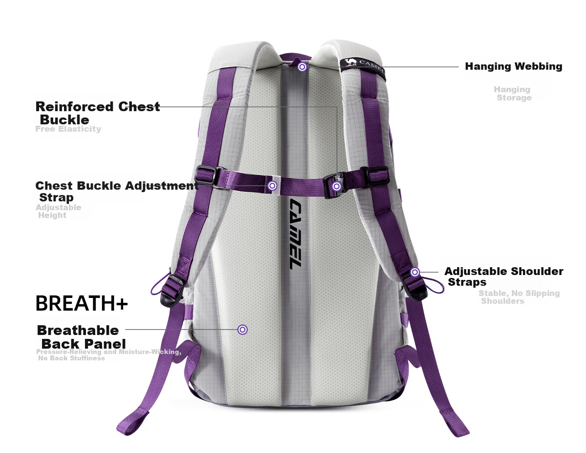 CAMEL Professional Lightweight Outdoor Backpack Large Capacity Hiking Travel Mountaineering School Backpack 575C977040 21