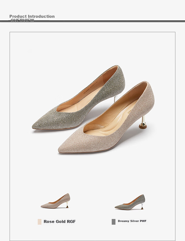 Laird 2026 New Fashion Elegant Commuter Pointed Toe Stiletto Pumps Wedding Shoes Women 6T61601 Dream Silver PWF36 1