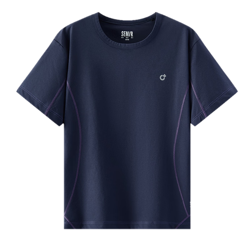 Semir Women's Short Sleeve T-Shirt Summer Moisture-Wicking Quick-Dry Sun Protection Stitching Contrast Thread 2026 Petite Sports Style 109326100045