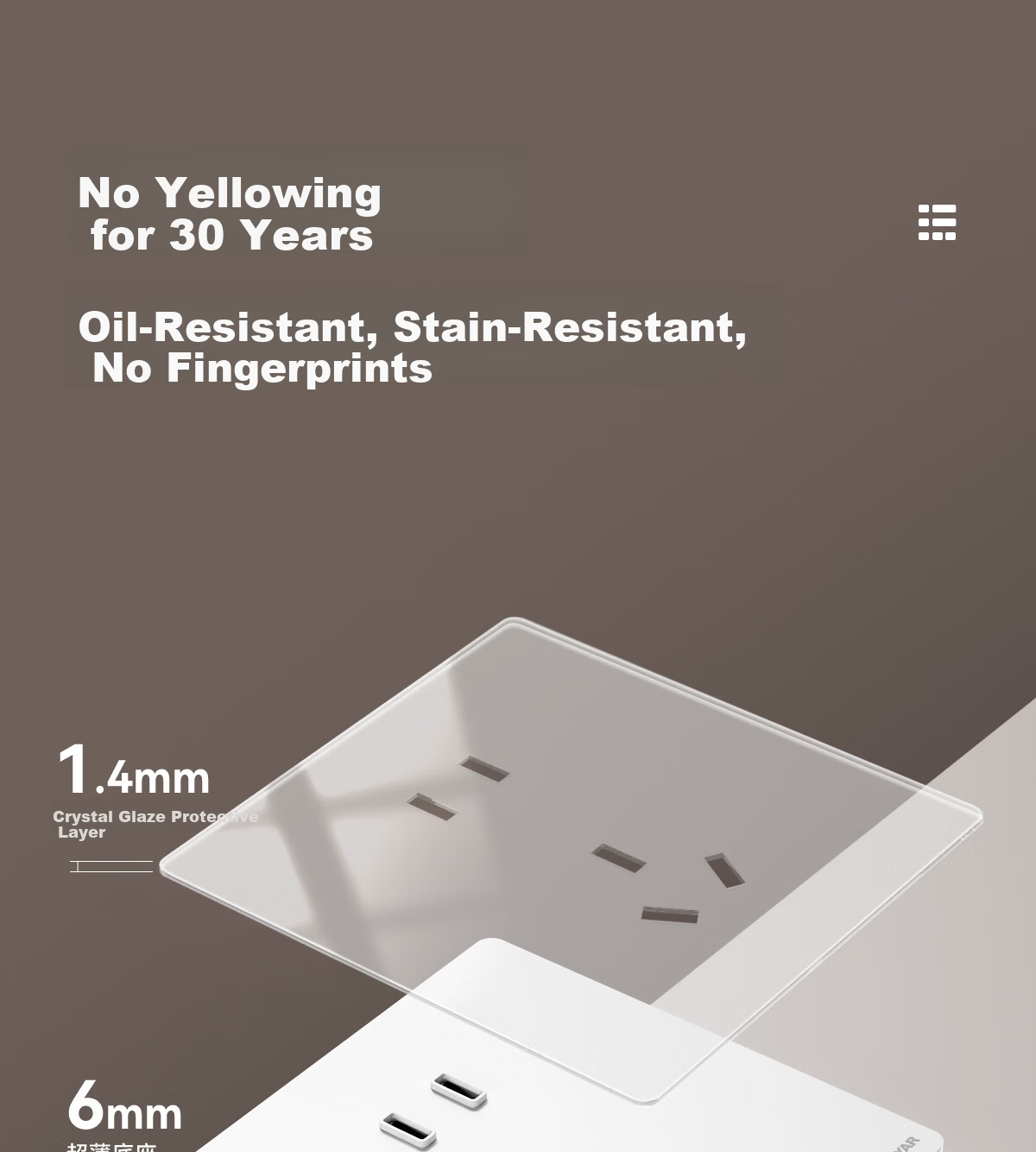 Hongyan E4 Series White Three-Hole 16A Three-Prong 86 Type Flush Mounted Wall Power Socket Switch Panel 7