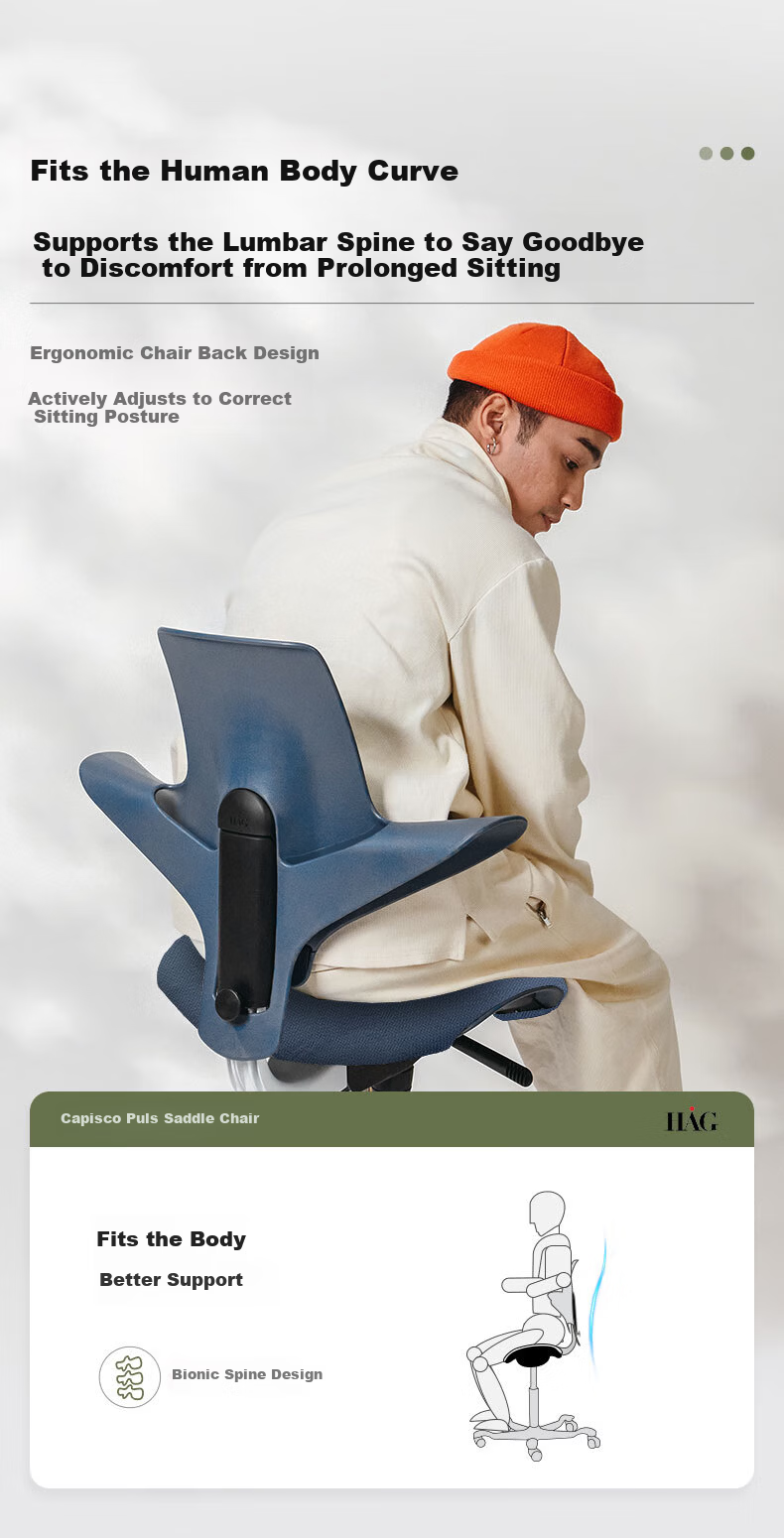 FLOKK HAG Riding Ergonomic Chair Computer Chair Home Study Chair Long Sitting Comfortable Dusk Blue Small Size 3