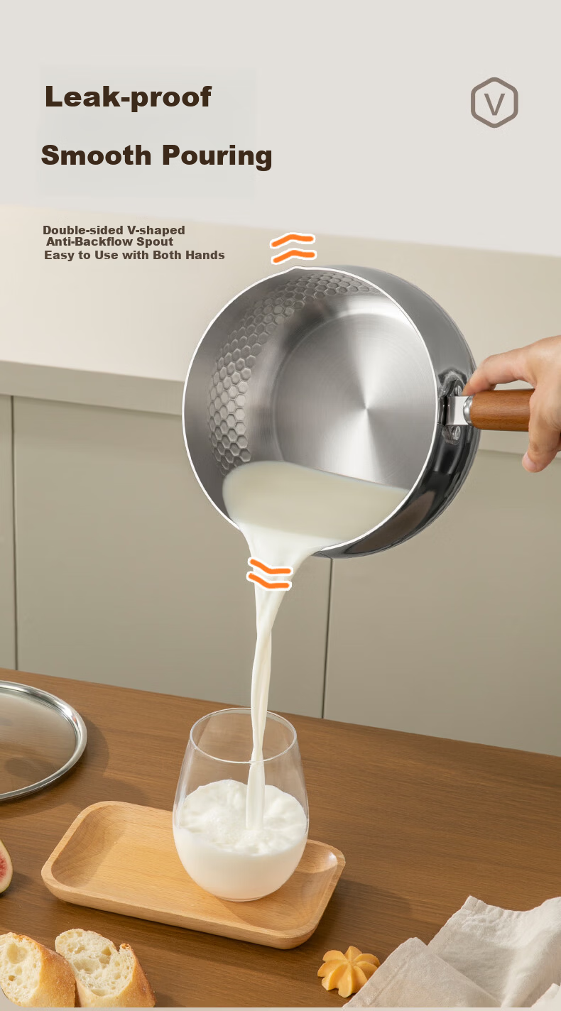 Suncha Snow Flat Pot 316L Stainless Steel Thickened Milk Pot 0 Coating Multifunctional Cooking Noodles Baby Food Grade 20cm with Steamer Basket 10