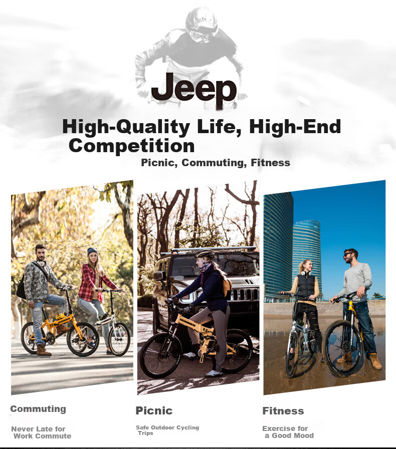 Jeep Folding Bicycle Adult Unisex Foldable Bike 20-inch 7-Speed Commuter Sail Moon White 3