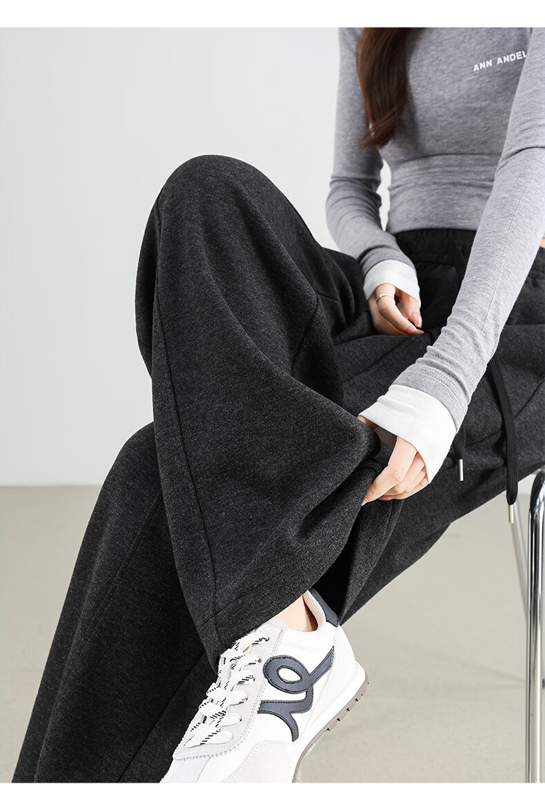 Langsha Glutinous Rice Curved Leg Pants Women Spring 2026 Wide Leg Straight Loose Comfortable Slim Casual Sweatpants 24