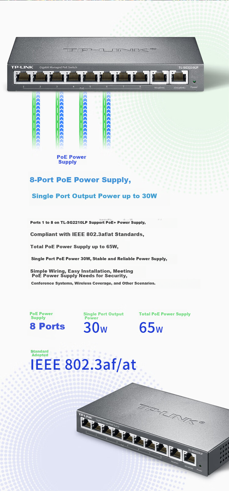 TP-LINK 10-Port Gigabit 8-Port PoE Cloud Management Switch, TL-SG2210LP Full Box Set (12 Units) 7