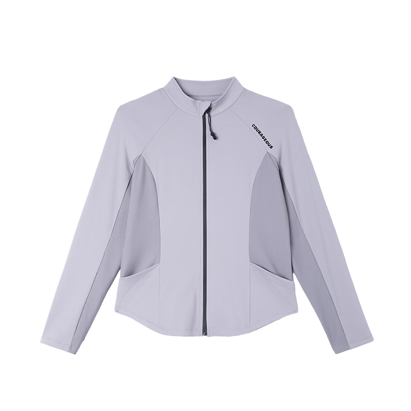 Demana Women's Slim Fit Spring Outdoor Windbreaker with Stand Collar and Color-Block Print, UPF50+ UV Protection
