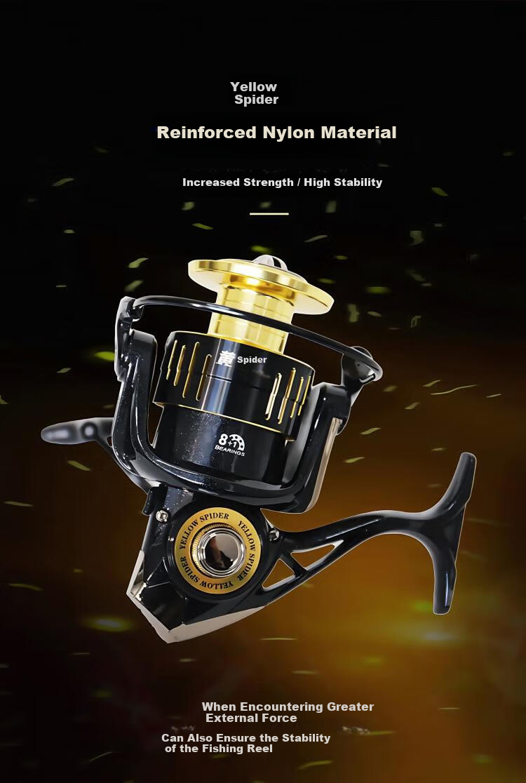 GW Spinning Reel Yellow Spider 8+1 Bearings Lure Reel Yellow Spider 1000S Model (Shallow Spool) 6