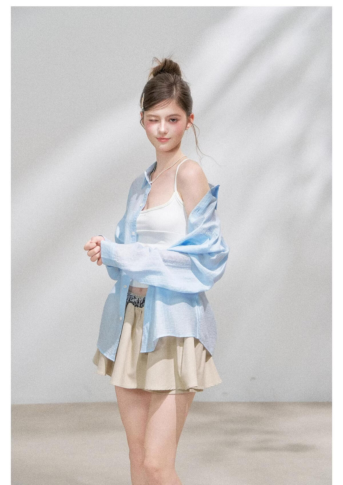 ICH MODE "Spring Light Leisure" Lyocell Sun Protection Long Sleeve Shirt Women Lazy Style Thin Jacket White M 4