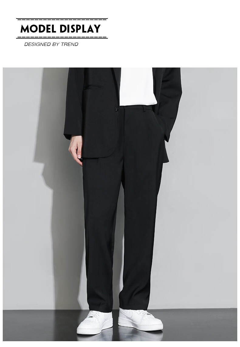 MULINSEN Men's Casual Straight-Leg Dress Pants Solid Color Simple Versatile Black 4XL 8