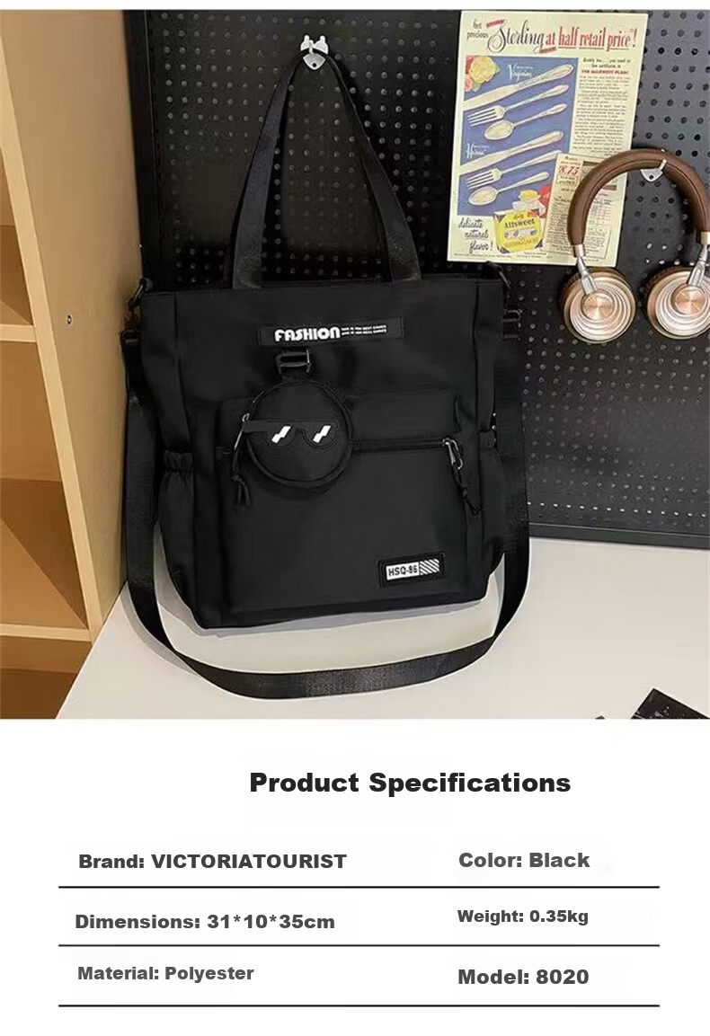 VICTORIATOURIST Large Capacity Middle School Student Backpack, High-Quality Tutoring Bag, Stylish High School and College Crossbody Bag, Lightweight Handbag 3