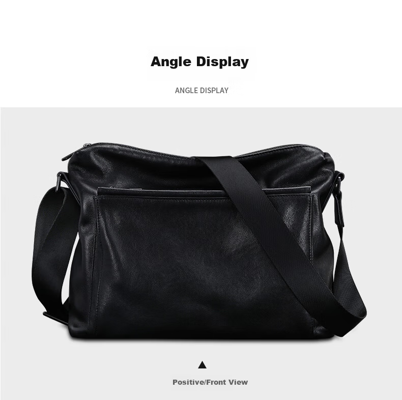 BJIAX Genuine Leather Crossbody Bag Large Capacity First Layer Cowhide Shoulder Bag Men's Commuter Casual Bag 12