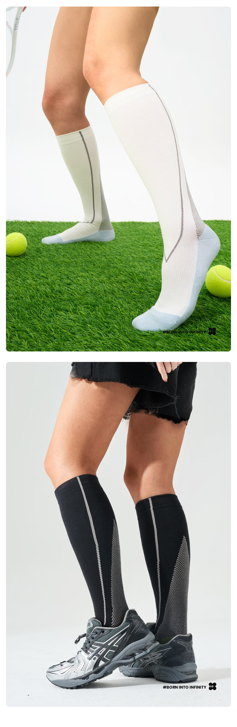 JKN Professional Men's Summer Thin Compression Socks [Sports Shock Absorption] Sweat-Absorbing Durable Running Hiking Football Long Socks 13