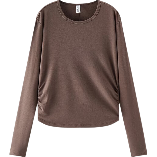Semir Women's Long-Sleeve T-Shirt, Slim-Fit, Heat-Generating, Fleece-Lined, Solid Color, Thin Top, 109725101010